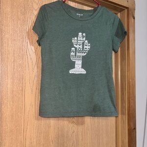SHEIN Green Cactus Graphic Short Sleeve Tee